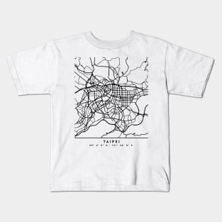 TAIPEI TAIWAN BLACK CITY STREET MAP ART Kids T-Shirt